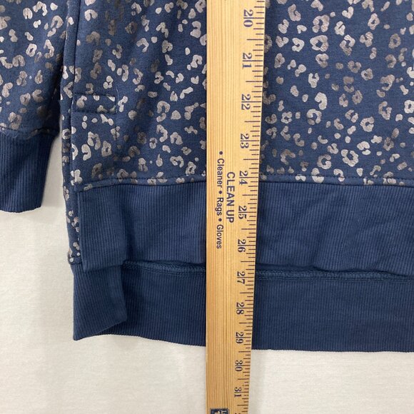 New Jane and Delancey Medium Navy Metallic Leopard Print Stretch Sweatshirt - Picture 6 of 10